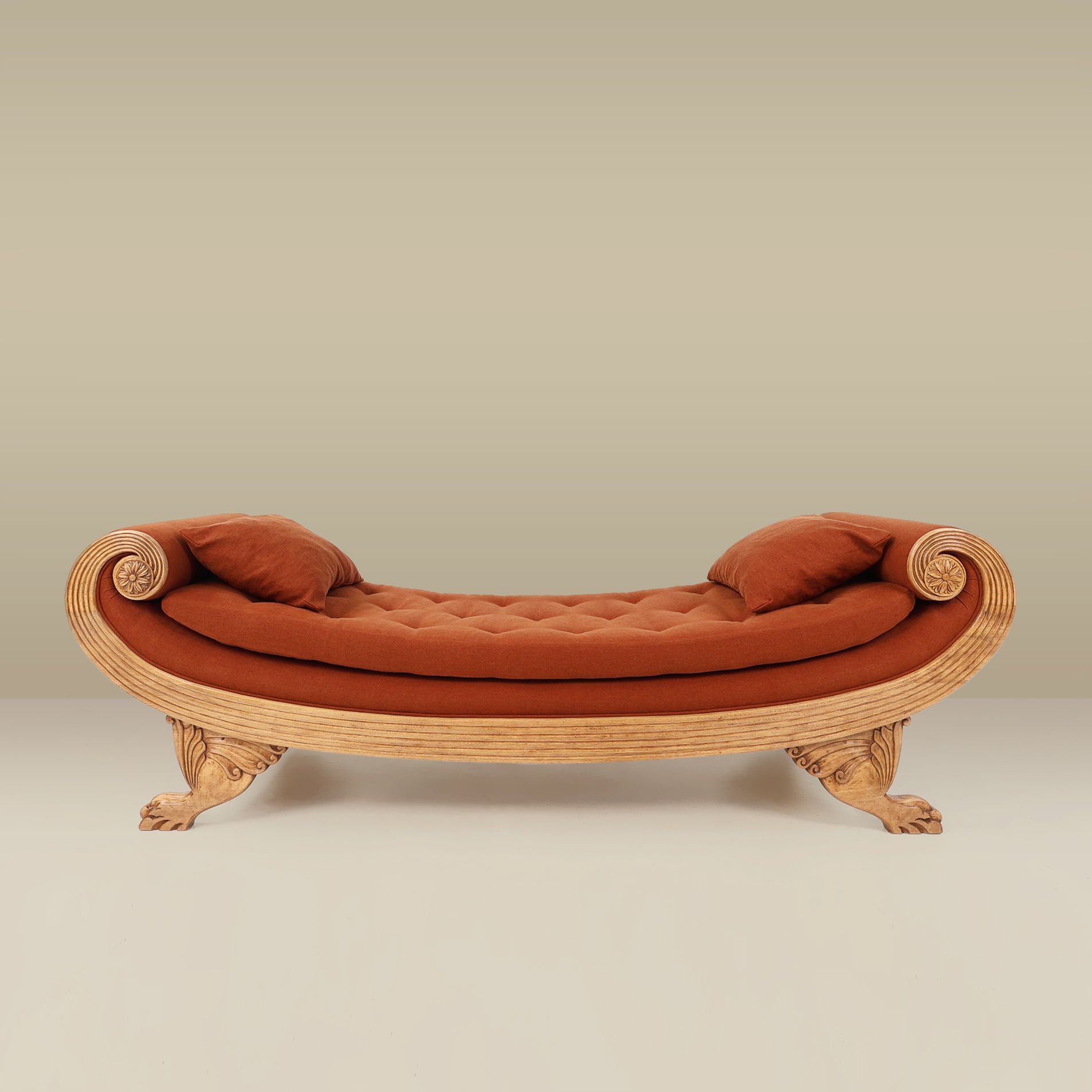 French hand carved oak daybed in Empire style-img
